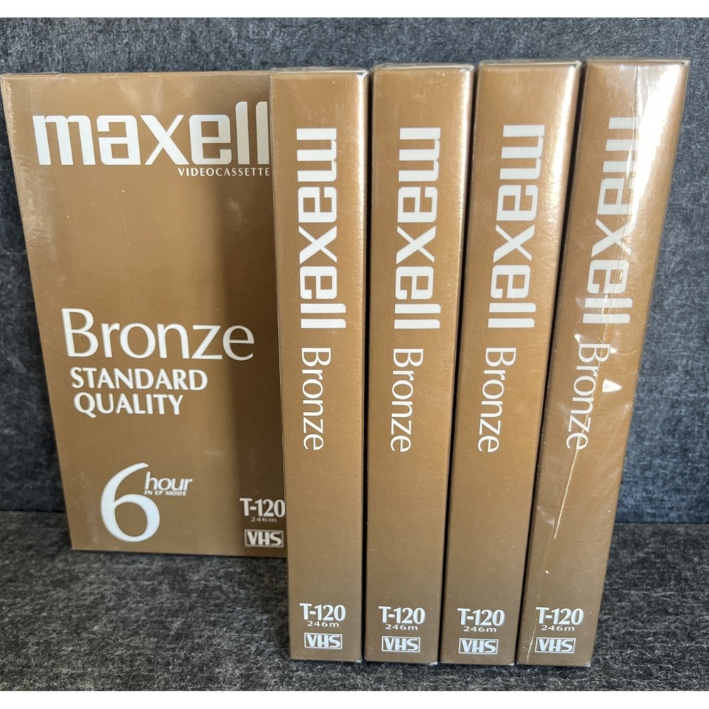 FACTORY SEALED Maxell Lot Of 5  - Bronze T-120 VHS Blank‎ Cassettes Tapes
